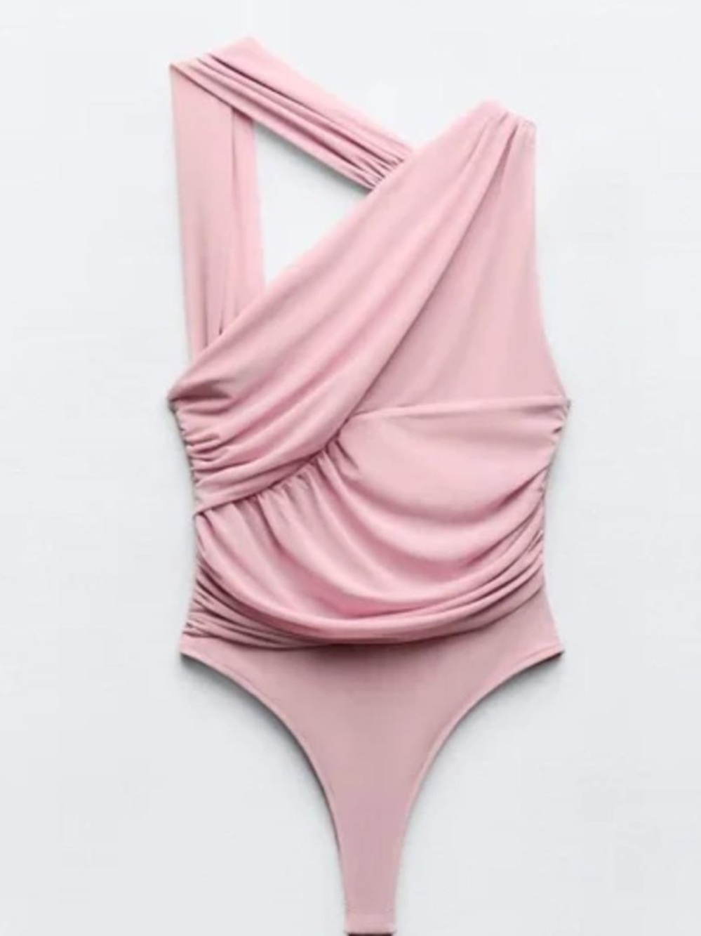 ZARA Draped Asymmetrical Tulle Bodysuit